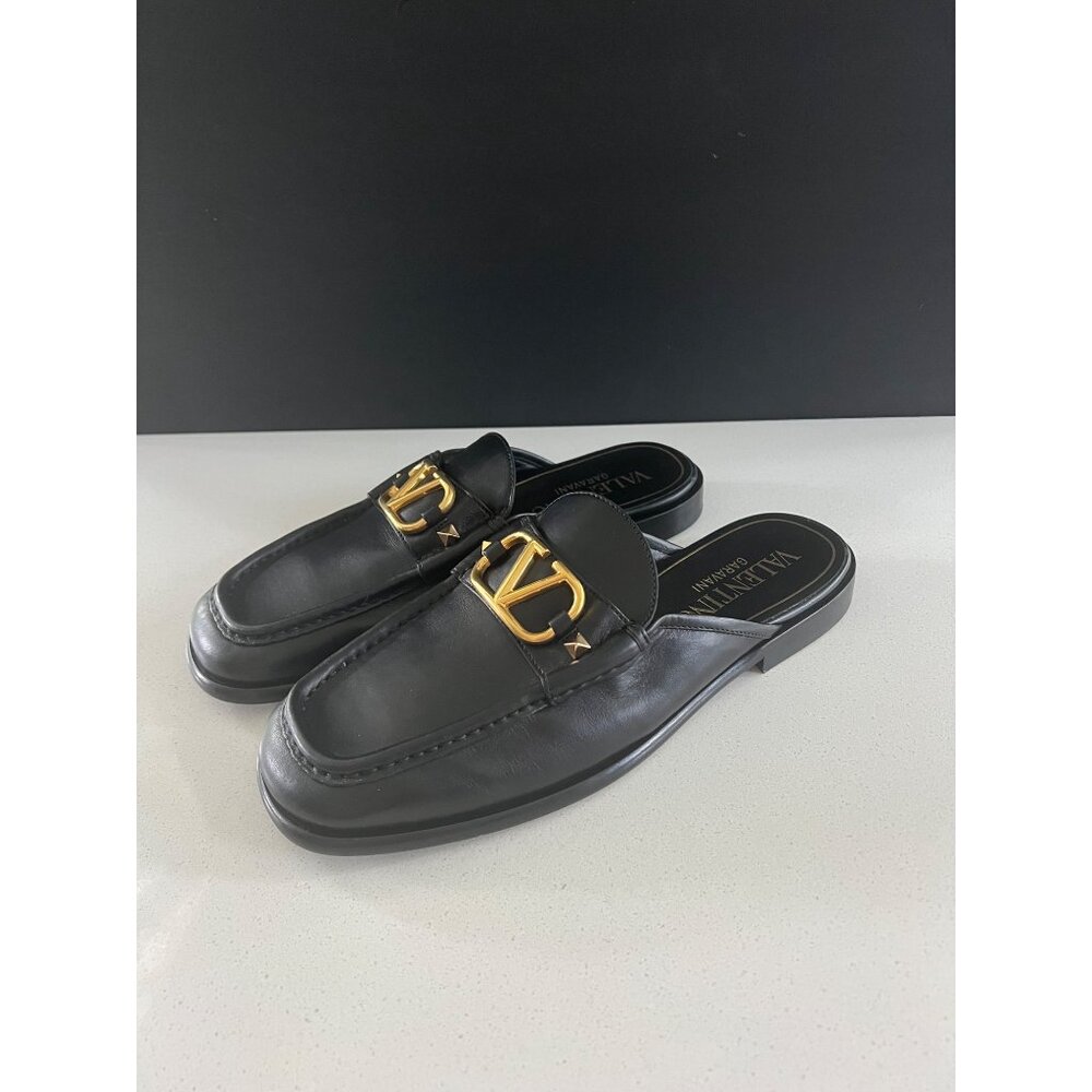 VALENTINO GARAVANI Men's V-Logo Leather Loafer BLACK SHOES SIZE 40 NEW - Picture 4 of 9